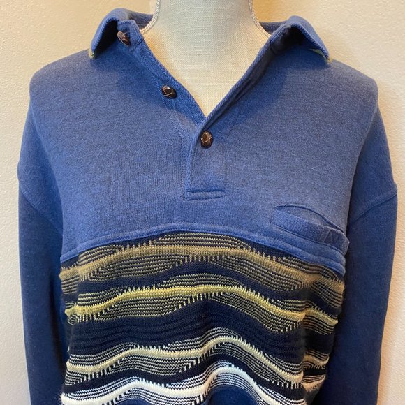 Apparel Zone Mens Blue Long Sleeve Collared Pullover Sweatshirt - Picture 3 of 9